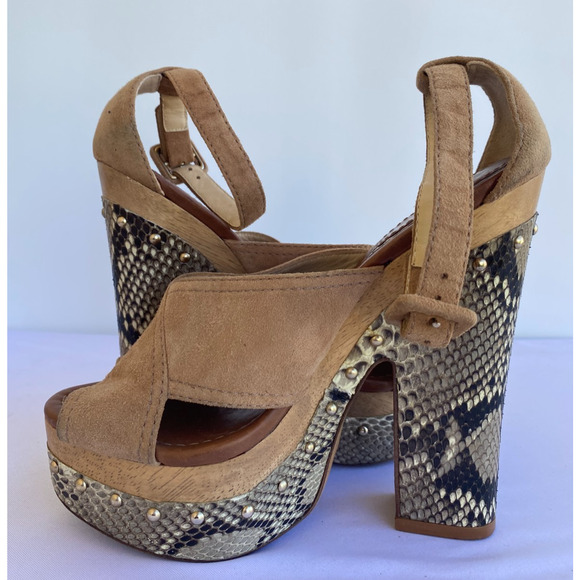 Alexandre Birman Suede & Snake Platform Sandals sz 36.5, US 6.5 - Picture 3 of 14